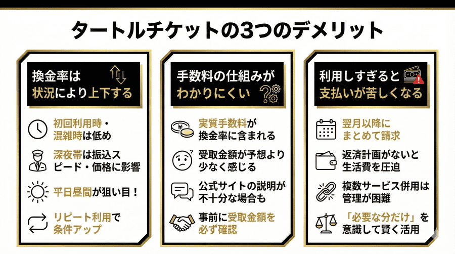 タートルチケットのデメリット