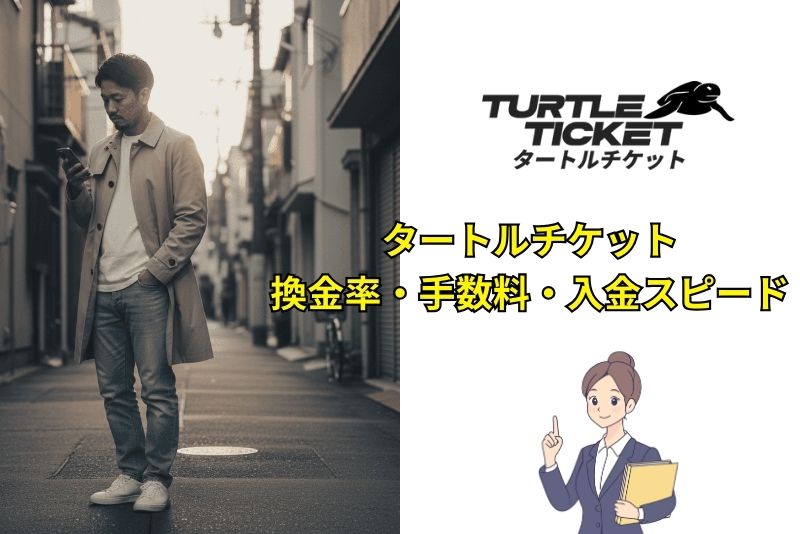 タートルチケットの換金率・手数料・入金スピードについて