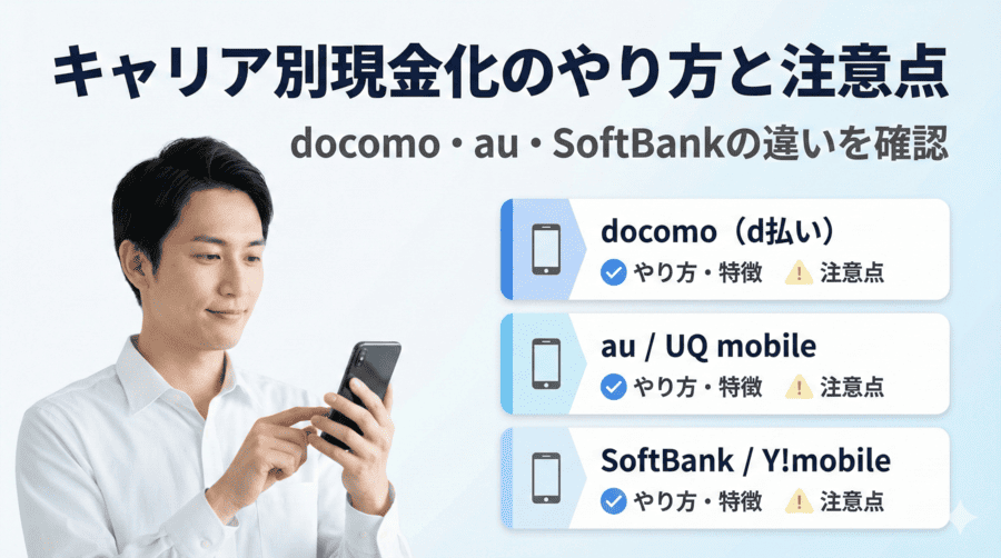 キャリア別現金化のやり方と注意点