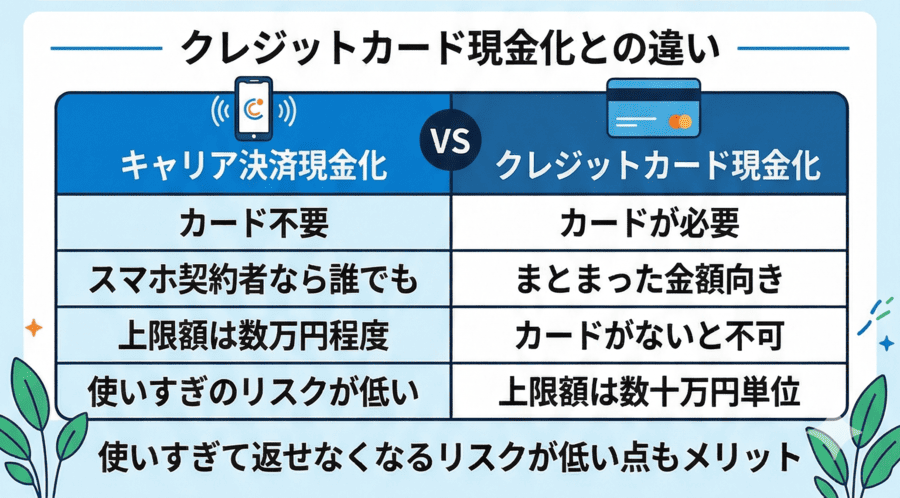 クレジットカード現金化との違い